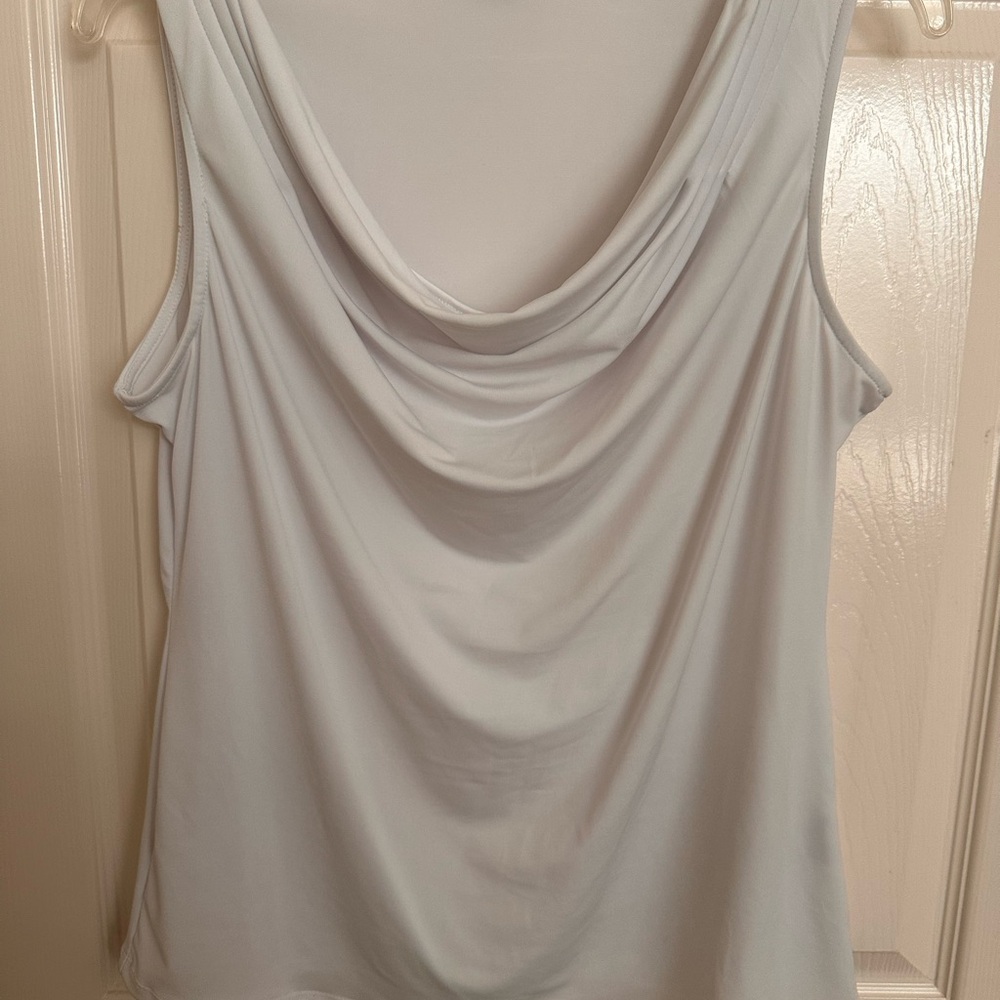 Premise Soft White Drape Neck Tank Top